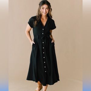 Linen Black Dress Sm